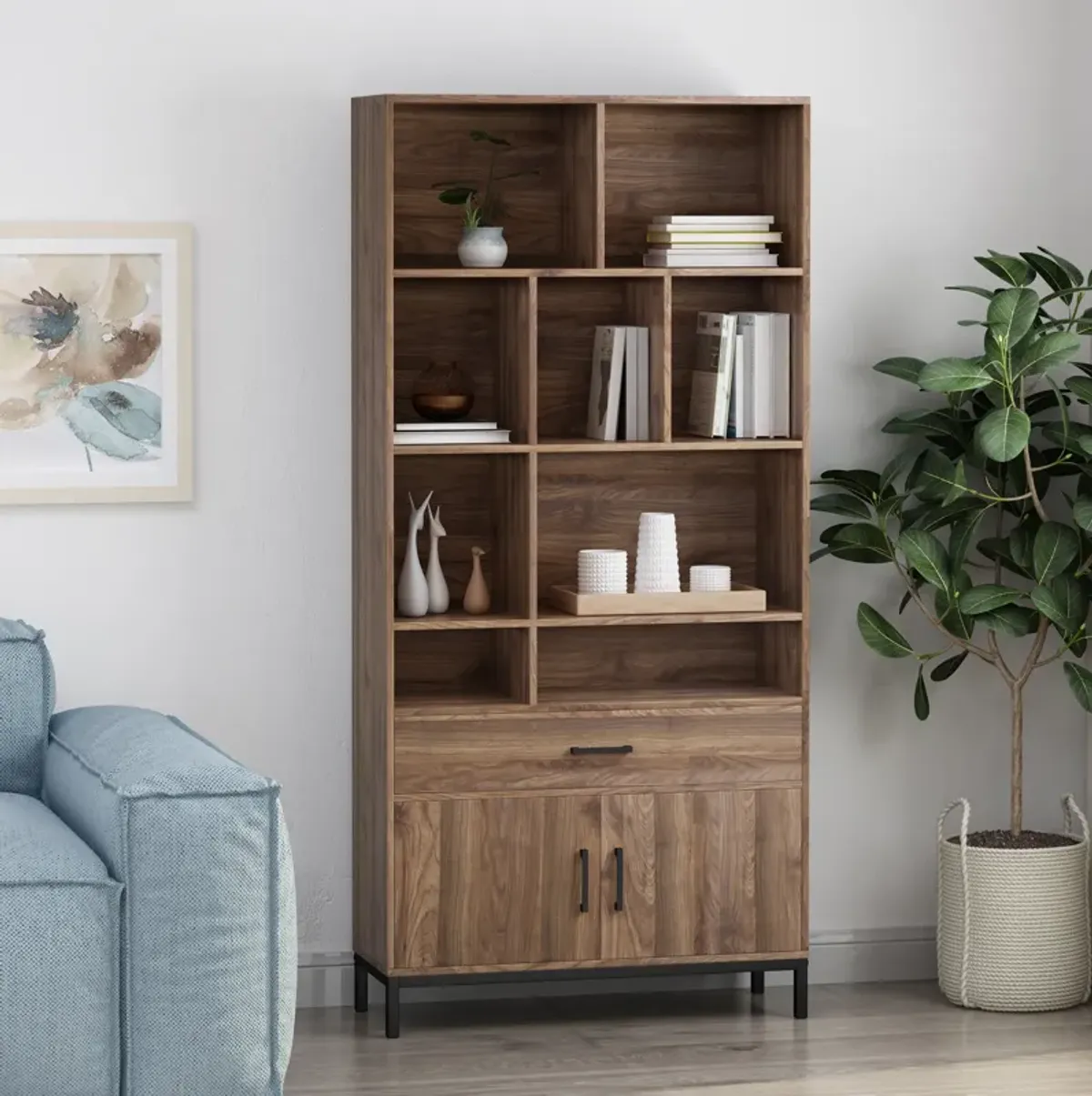 Merax Modern Cube Unit Bookcase with Cabinets