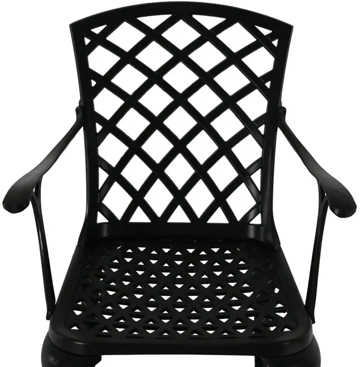 Sunnydaze Crossweave Design Cast Aluminum Patio Chair - Black - Set of 2