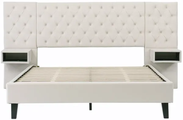 Merax Modern Velvet Upholstered Platform Bed with Headboard
