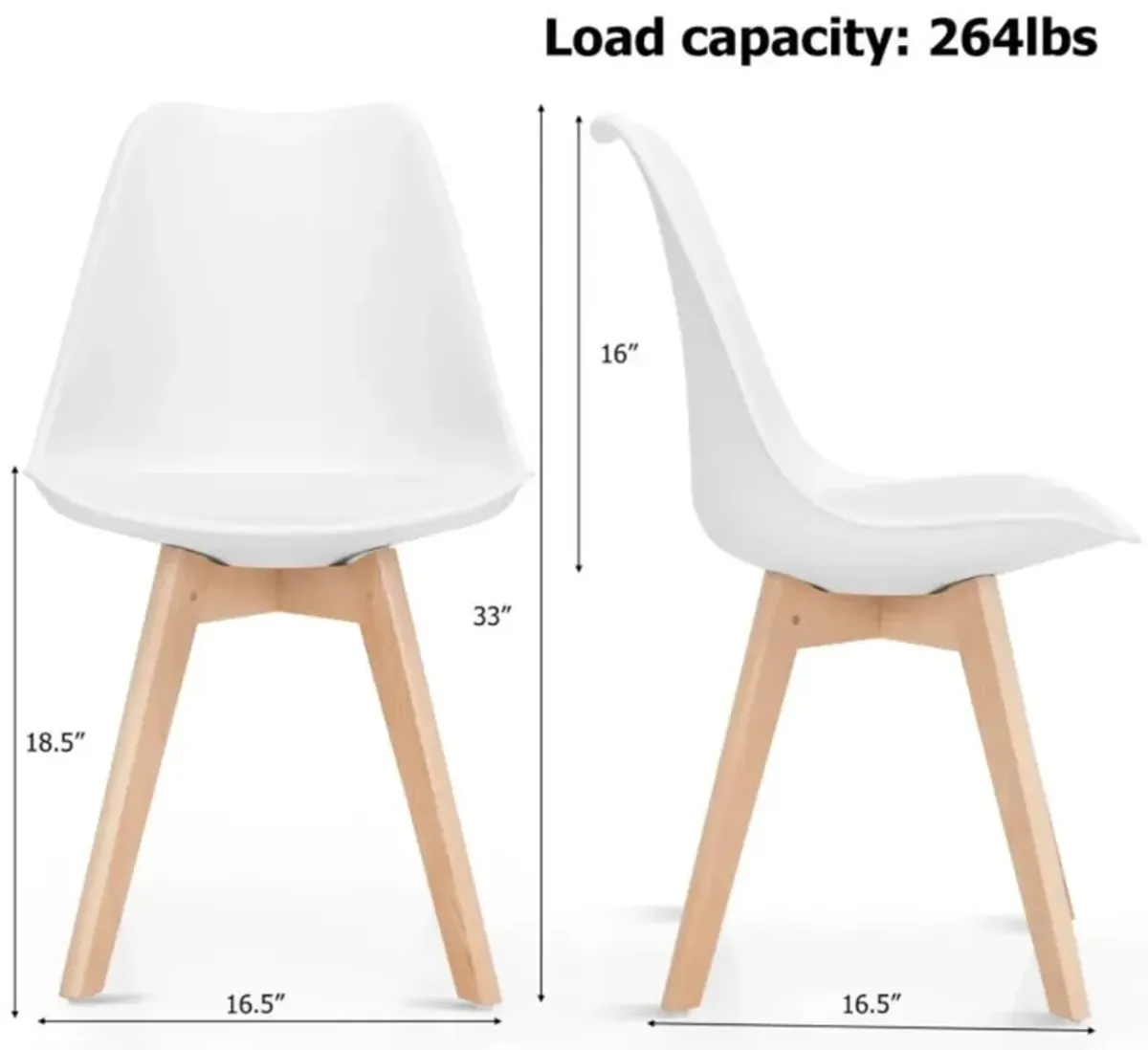 Hivvago Set of 4 Modern High Backrest Dining Chairs with Wooden Legs