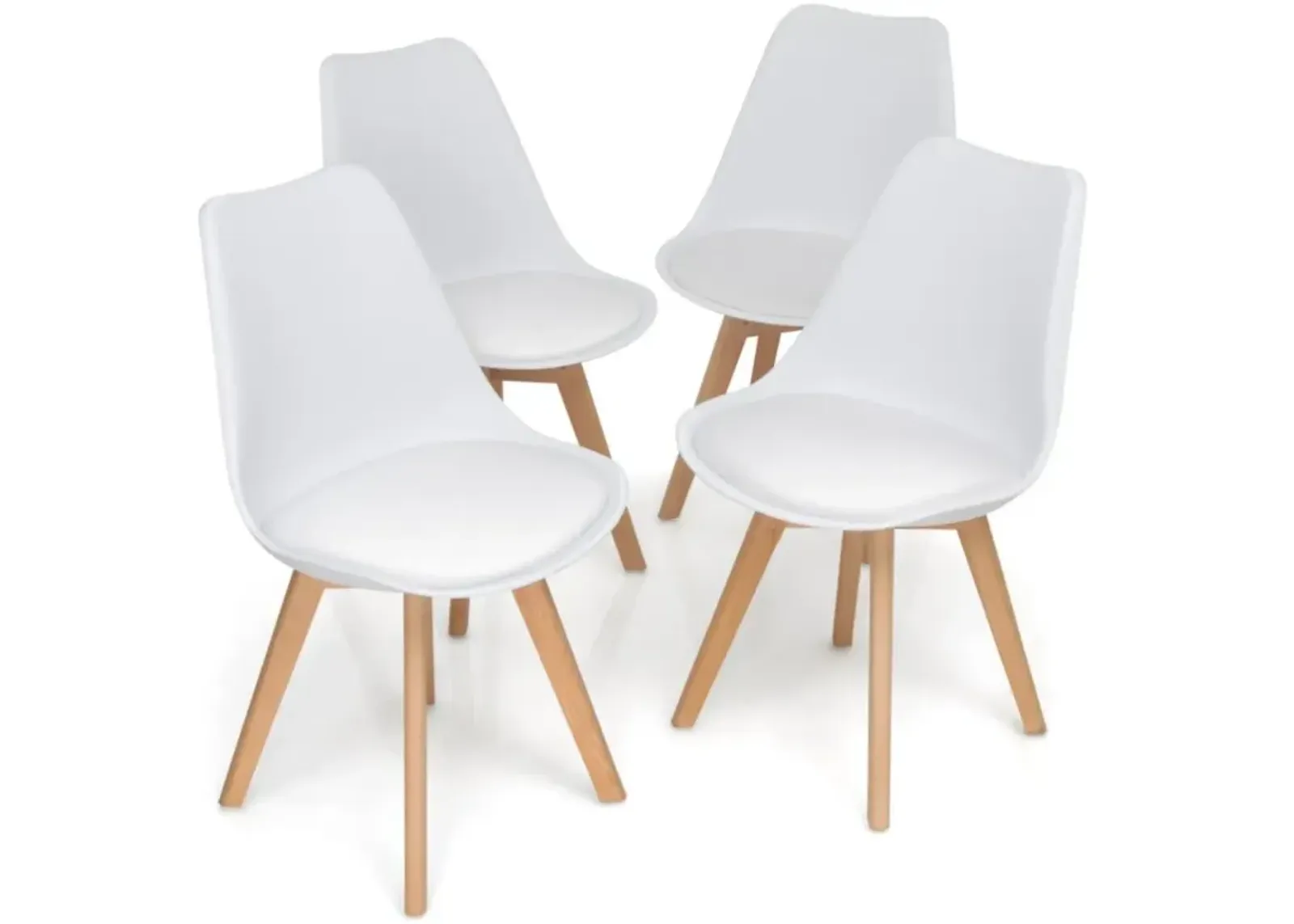 Hivvago Set of 4 Modern High Backrest Dining Chairs with Wooden Legs