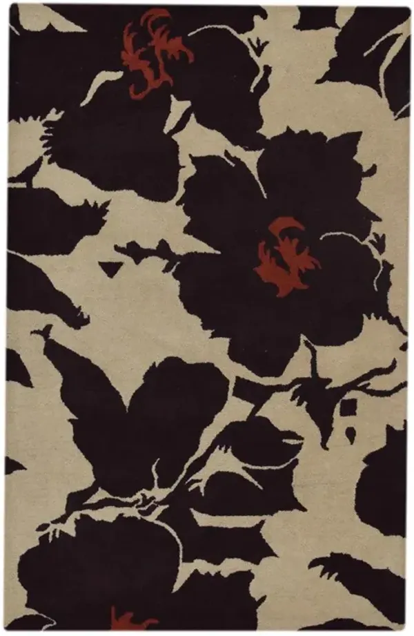 RUGSOTIC CARPETS HAND TUFTED WOOL ECO-FRIENDLY AREA RUGS  - 4'x6', Rectangle Shape, Cream & Brown, Floral Modern Design, High Pile Thick Handmade Area Rugs for Living Room, Bed Room (K00506)