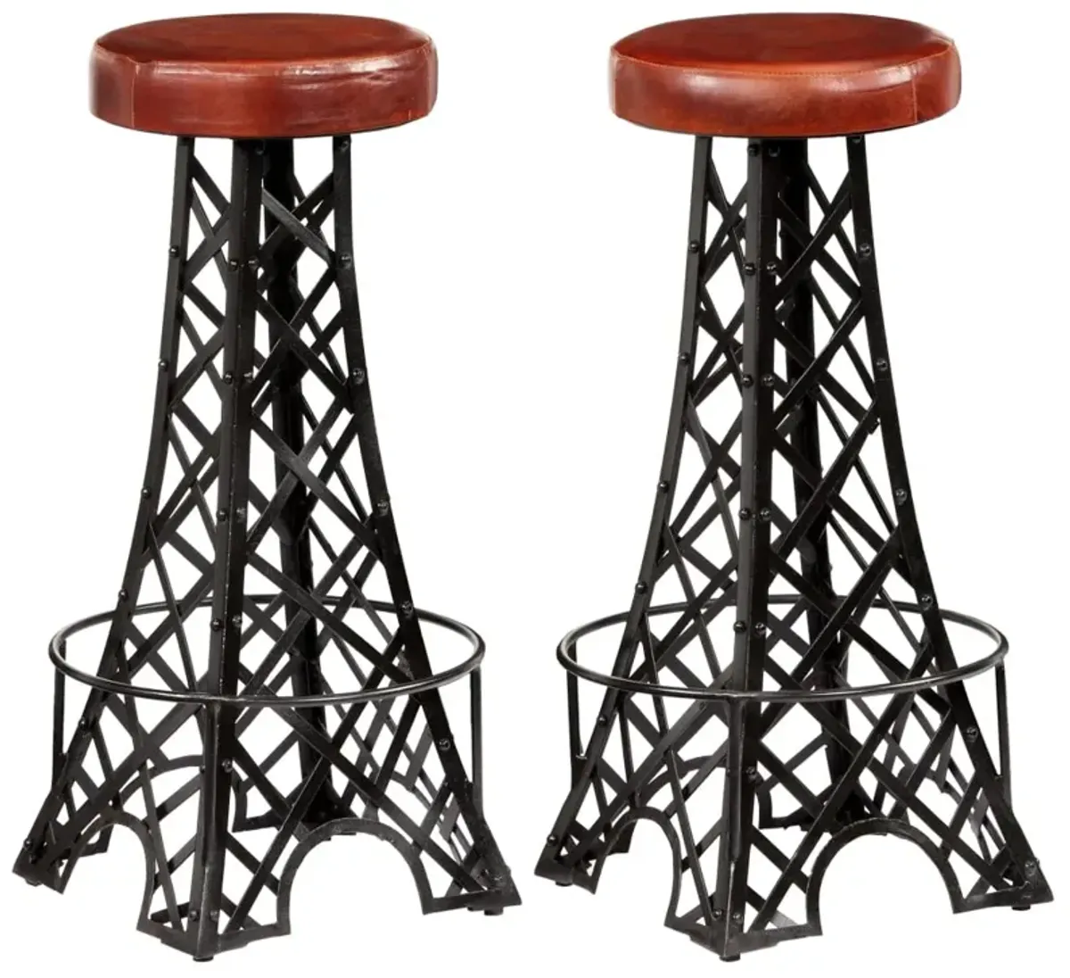 vidaXL Bar Stools 2 pcs Real Leather