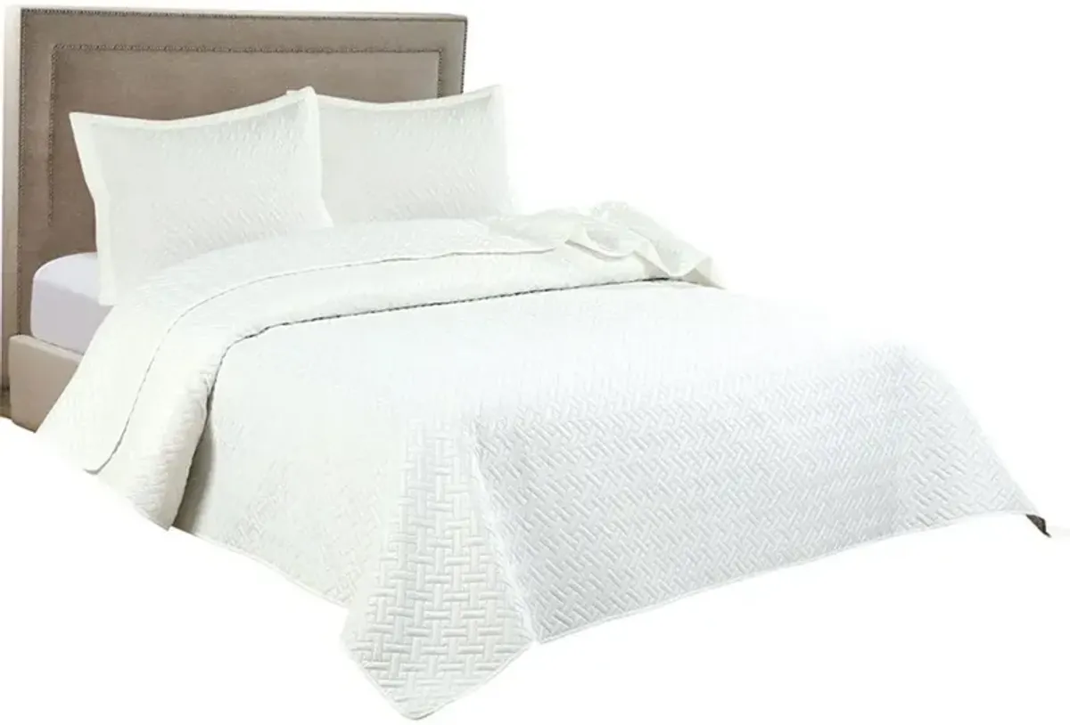 Legacy Decor 3 PCS Squared Stitched Pinsonic Reversible Lightweight All Season Bedspread Quilt Coverlet Oversized, Queen Size, Navy Color