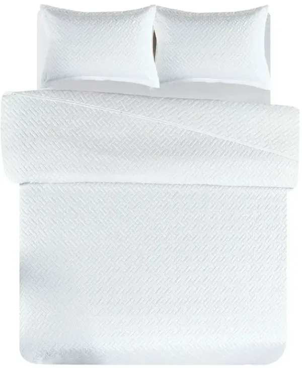 Legacy Decor 3 PCS Squared Stitched Pinsonic Reversible Lightweight All Season Bedspread Quilt Coverlet Oversized, Queen Size, Navy Color