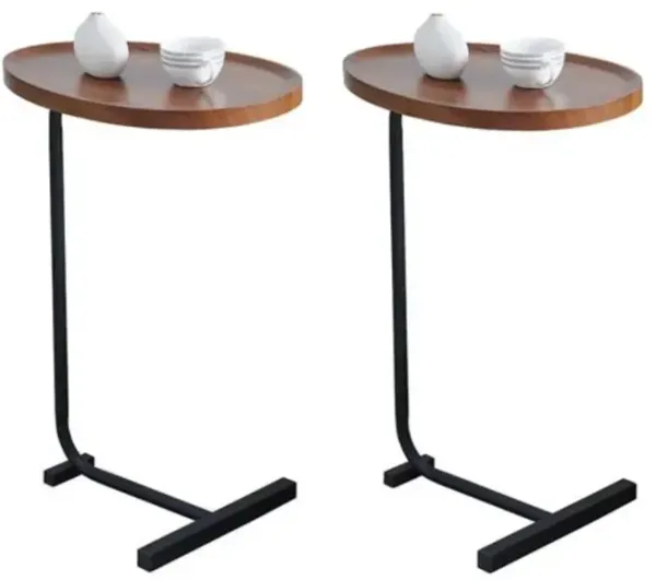 2-pieces C-shaped Side Table, Small Sofa Table for Small Spaces, Living Room, Bedroom