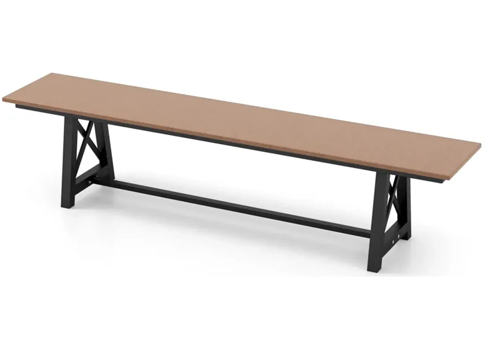 3-4 Person Outdoor HDPE Bench with Metal Frame-Brown