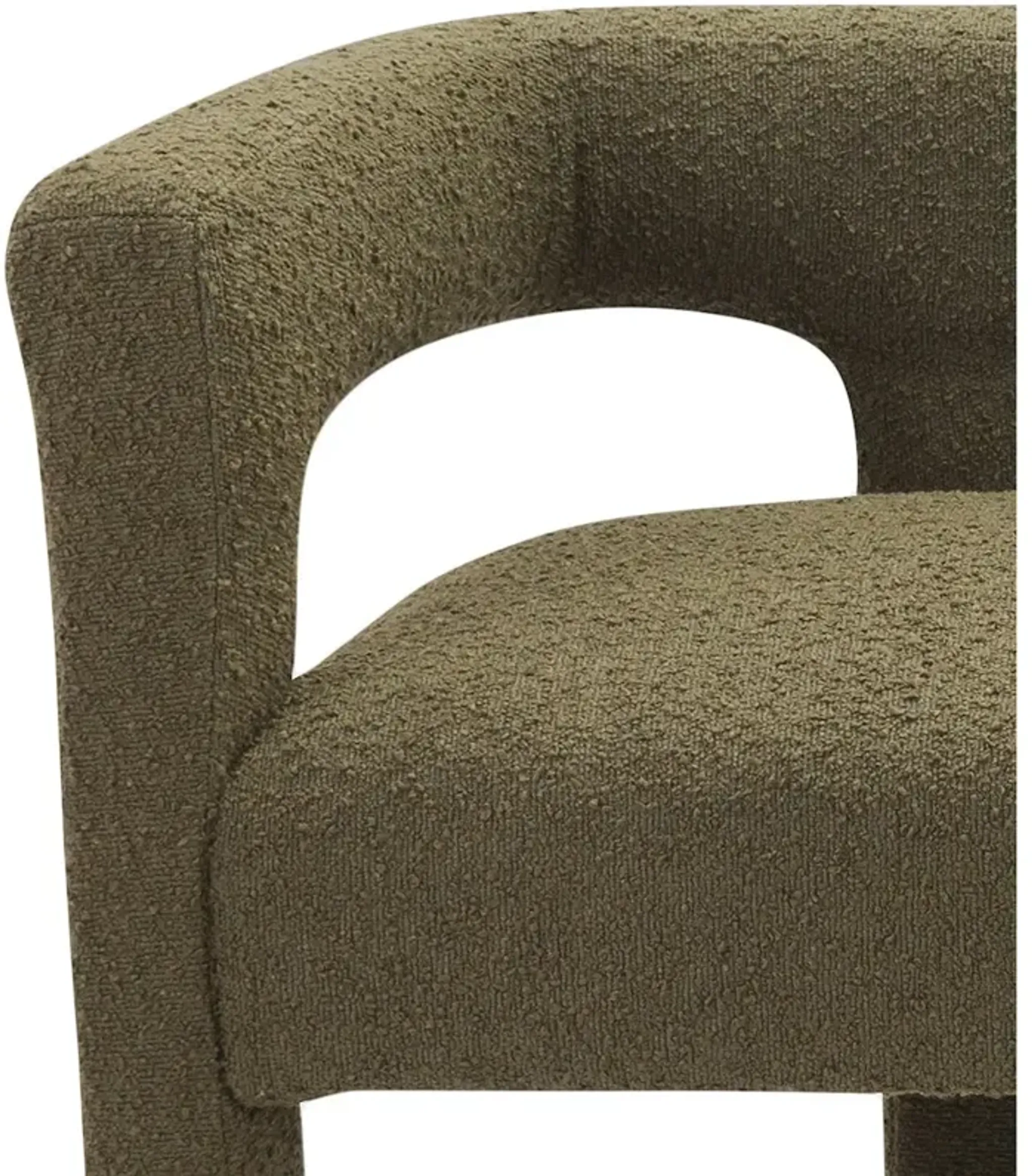 Meridian Furniture Athena Olive Green Boucle Fabric Bench Mathis Home ...