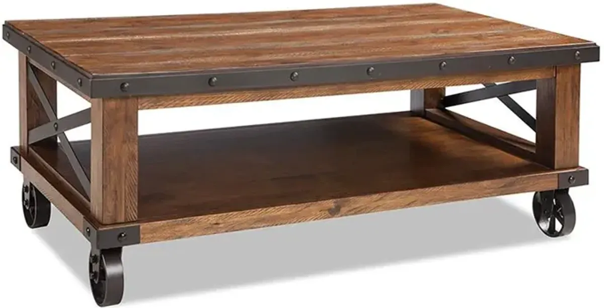 Taos Coffee Table W/Casters Multi Colored Brown Canyon Finish