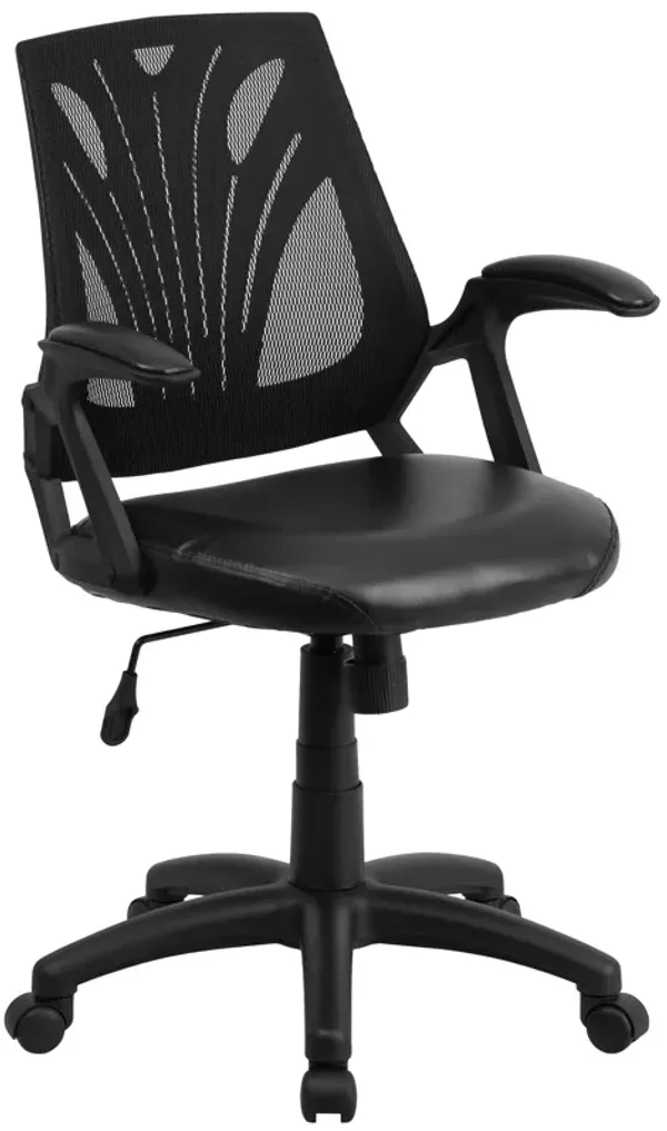 Sam Mid-Back Designer Black Mesh Swivel Task Office Chair with Open Arms