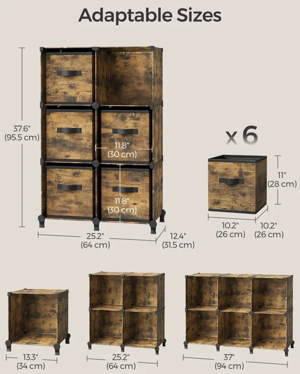 Cube Storage Organizer with 6 Storage Boxes