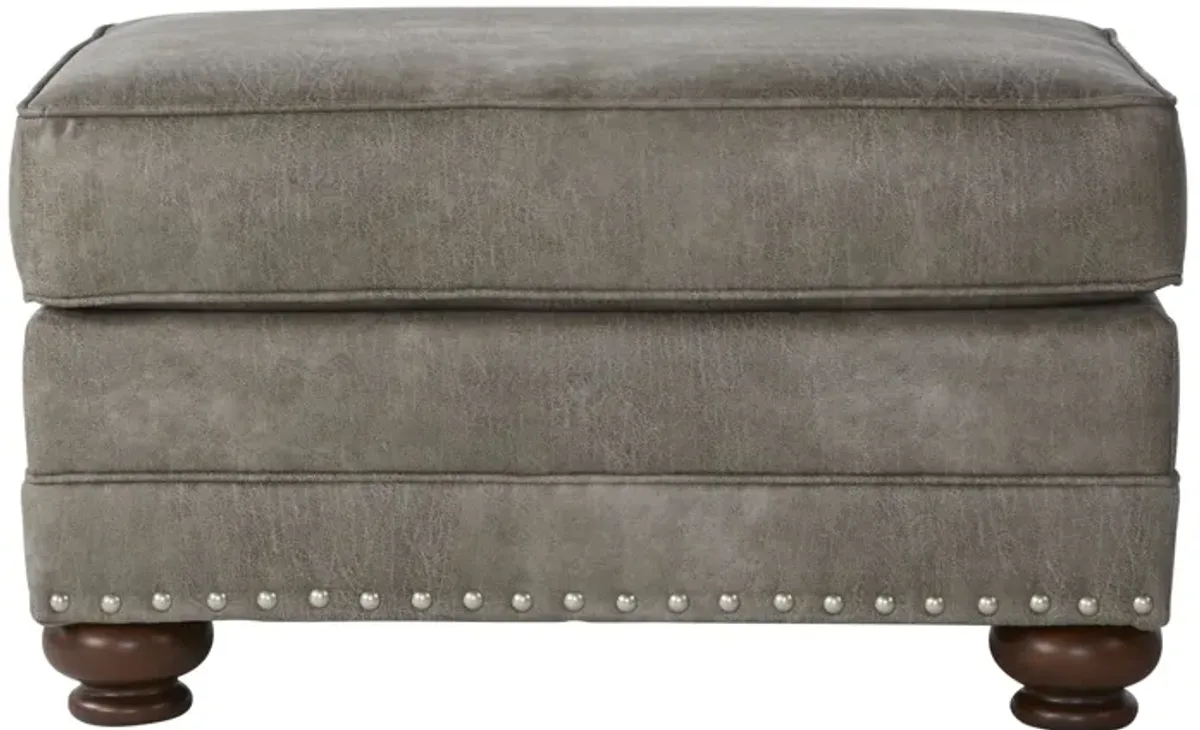 Leinster Faux Leather Upholstered Nailhead Ottoman