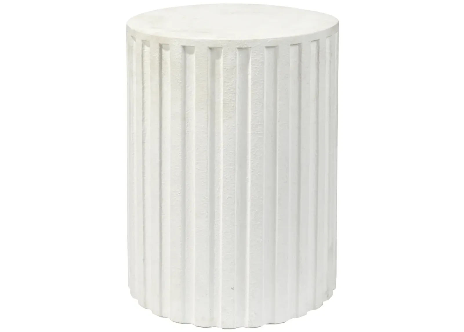 Flutted Cement Side Table, White