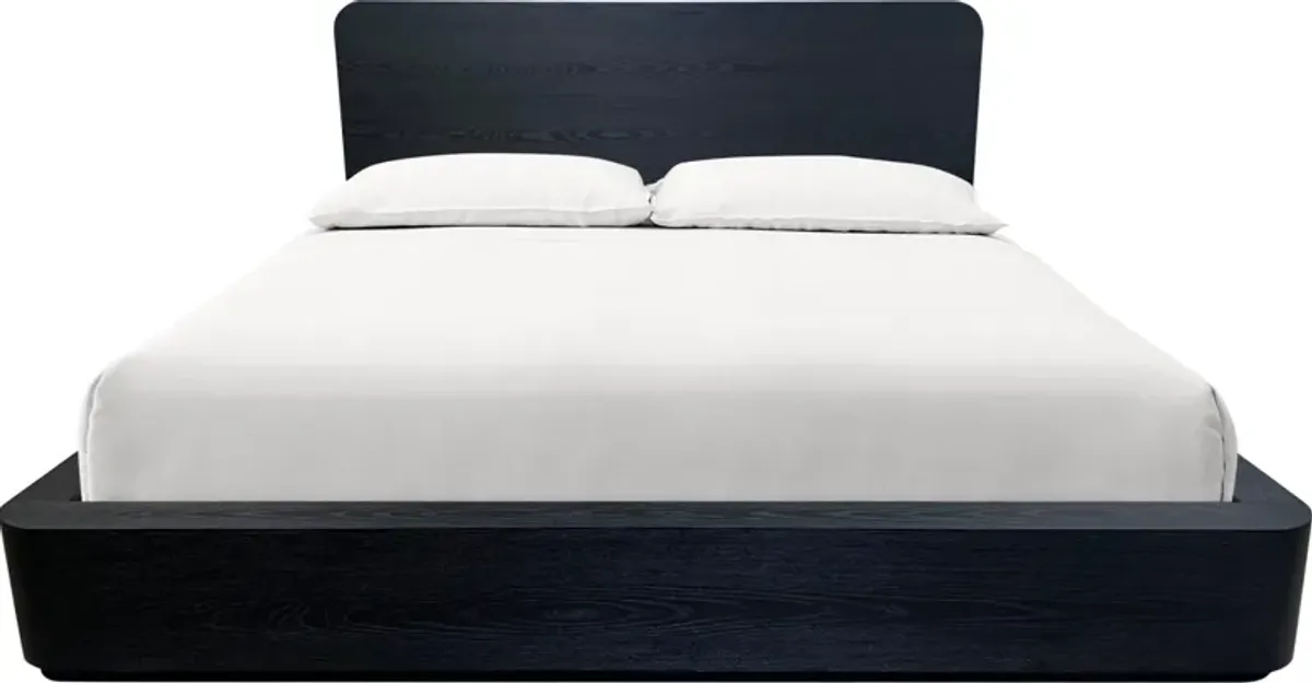 Elora Full-Size Ash Wood Platform Bed in Jet