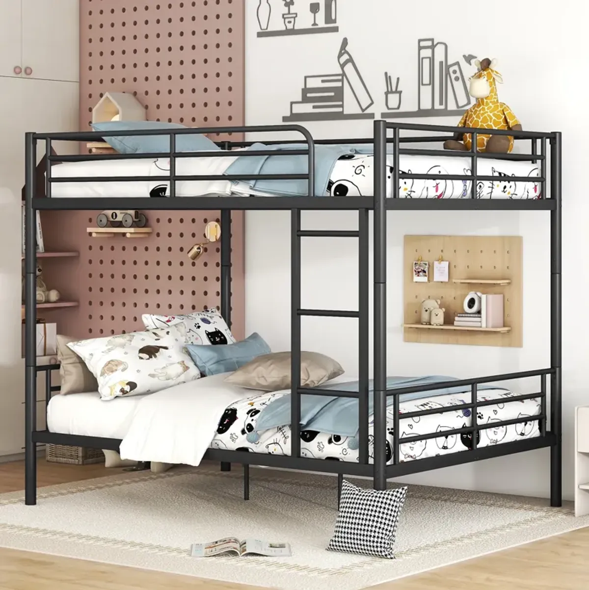 Whisen Full Over Full Metal Bunk Bed - Black