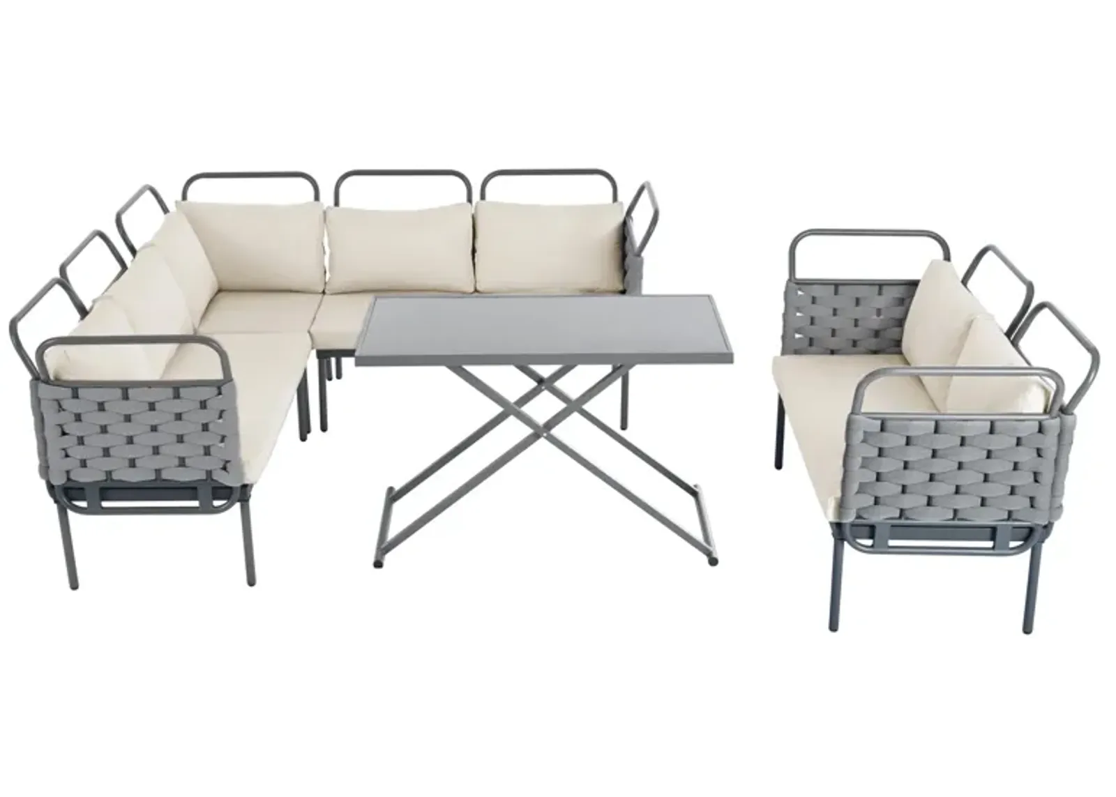 Merax Modern Patio Sectional Sofa Table Set