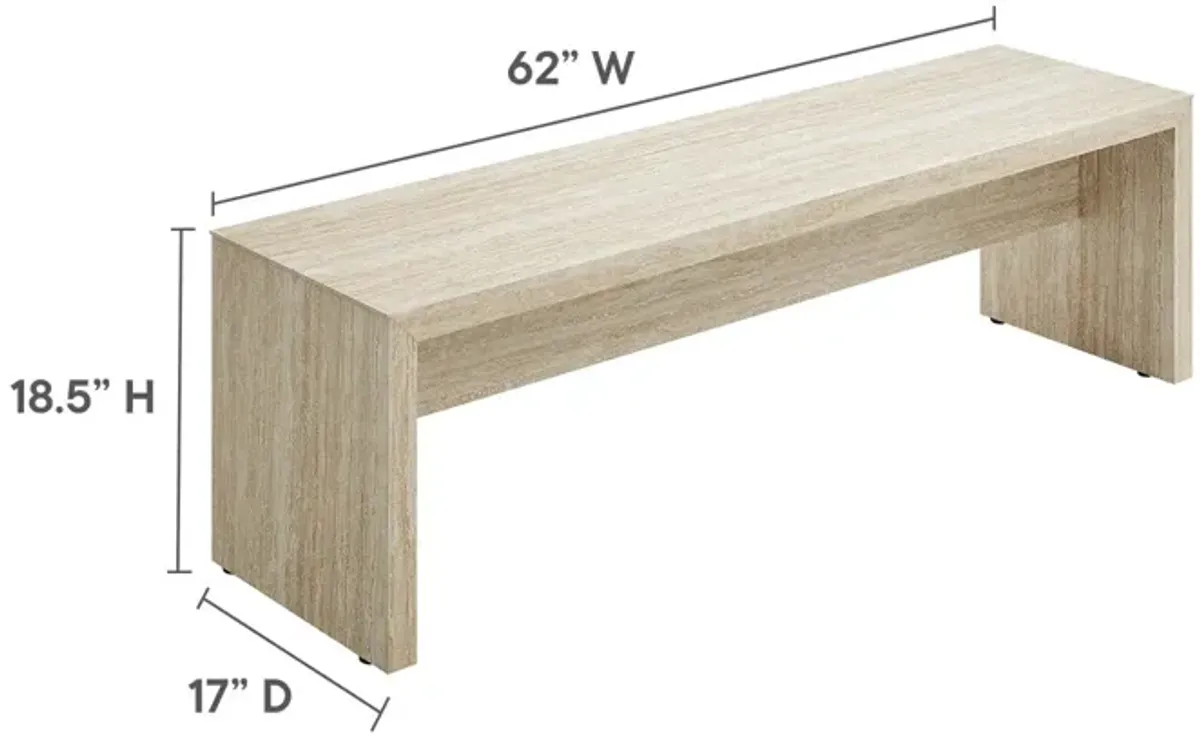 Mirella 62" Faux Travertine Long Bench