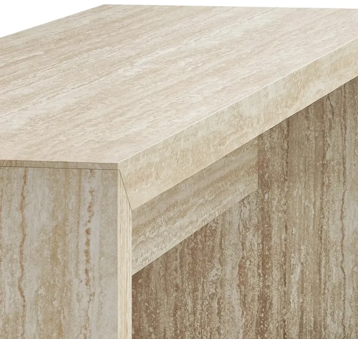 Mirella 62" Faux Travertine Long Bench