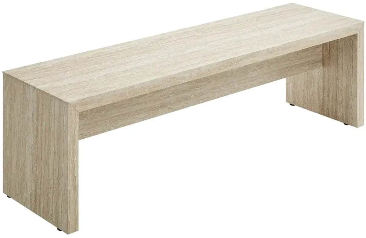 Mirella 62" Faux Travertine Long Bench