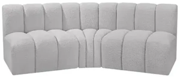 Meridian Furniture Arc Grey Boucle Fabric Modular Sofa