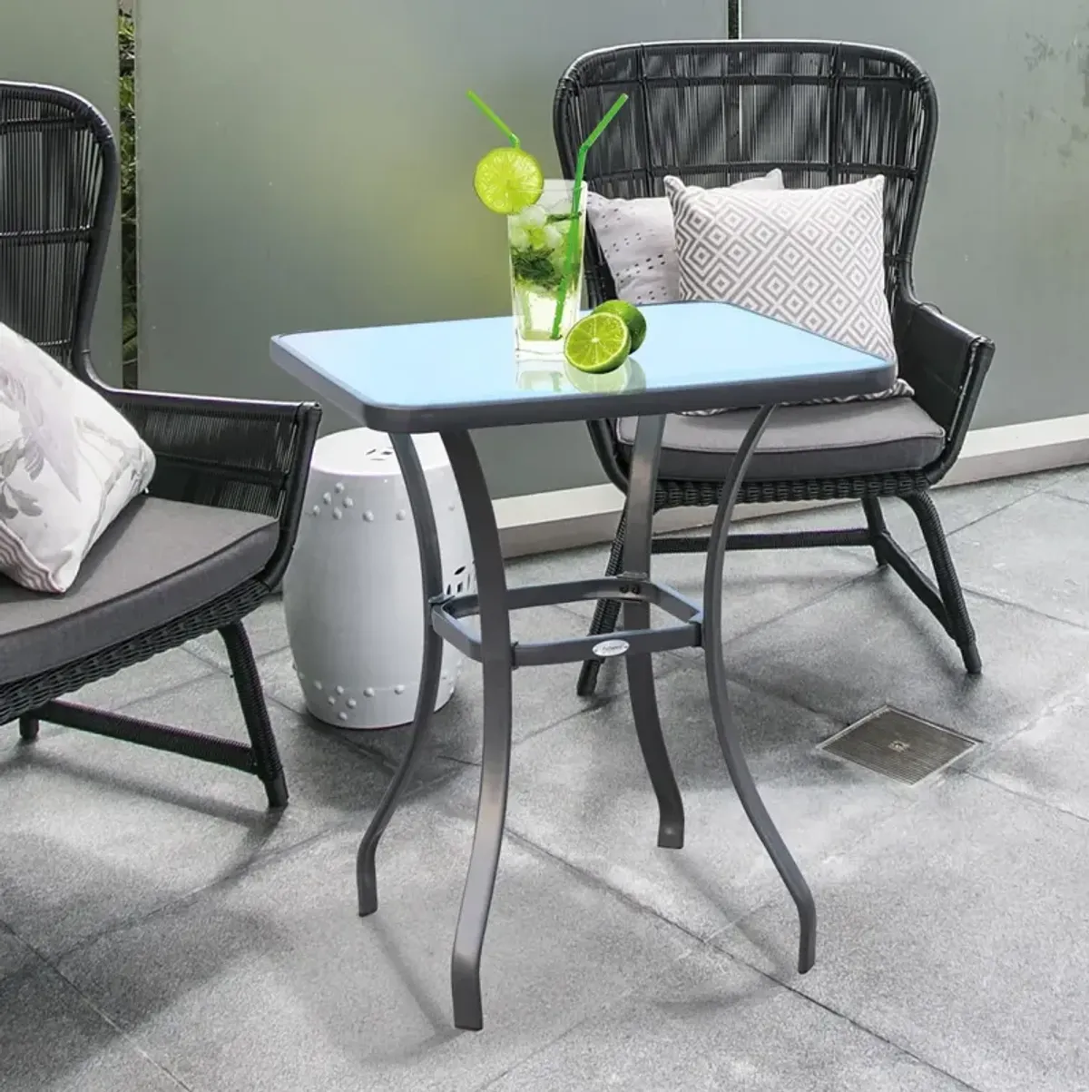 Alfresco Dining Surface: 33" Square Tempered Glass Bistro Table for Gardens