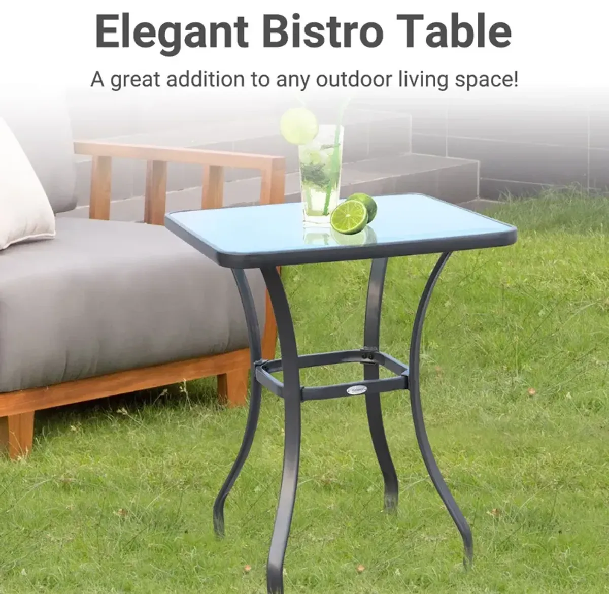 Alfresco Dining Surface: 33" Square Tempered Glass Bistro Table for Gardens