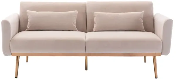 Velvet Sofa - Accent Loveseat with Metal Feet for Living Room