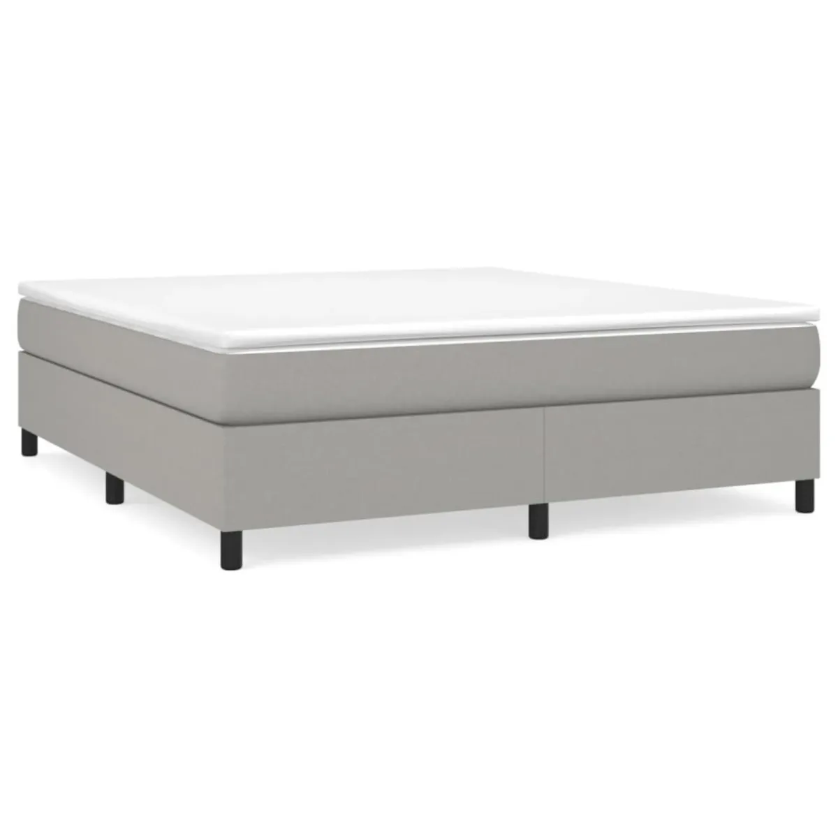 vidaXL King Size Box Spring Bed Frame in Light Gray - Fabric, Plywood, and Engineered Wood Construction Mattress Compatibility - 76"x79.9"