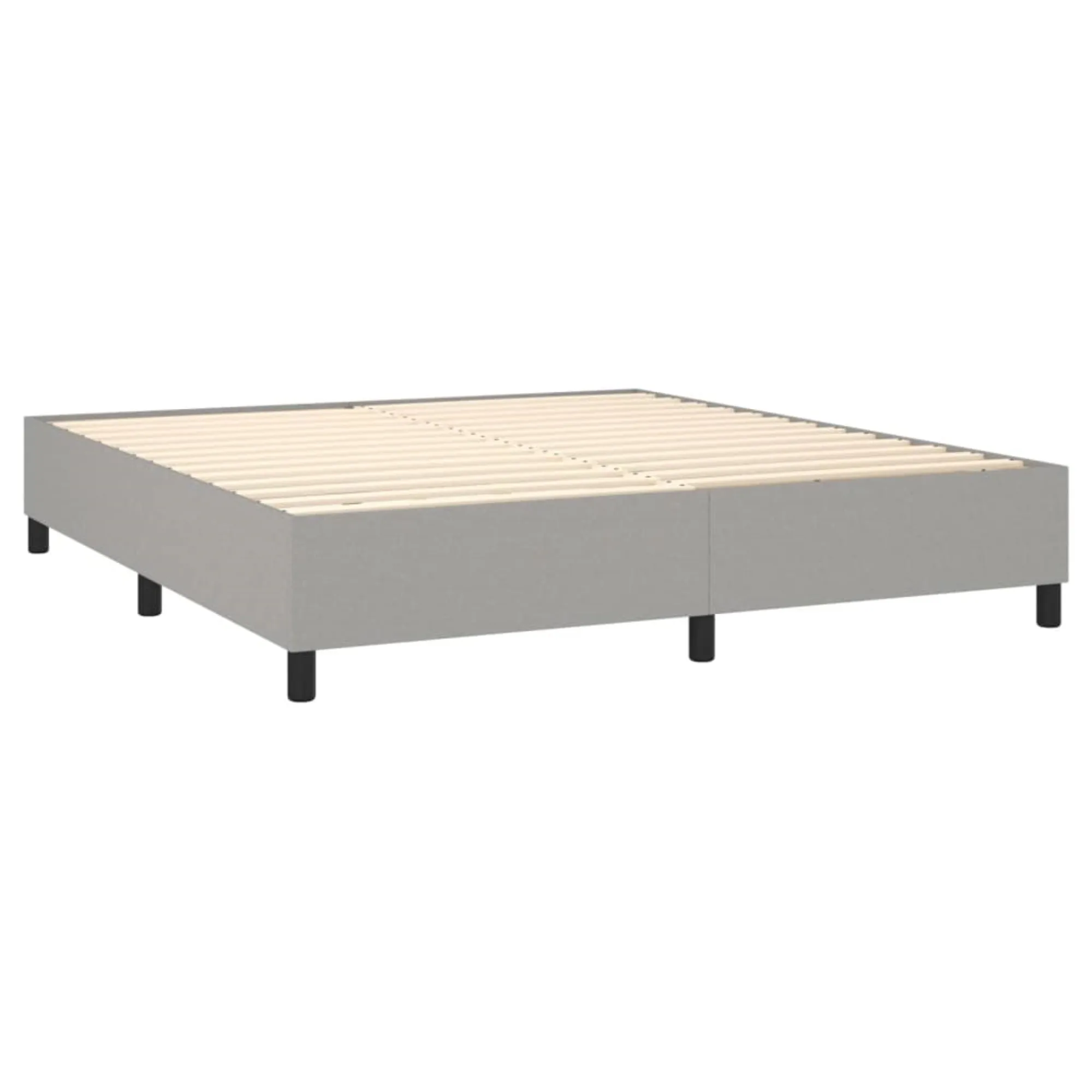 vidaXL King Size Box Spring Bed Frame in Light Gray - Fabric, Plywood, and Engineered Wood Construction Mattress Compatibility - 76"x79.9"