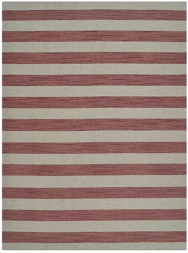 RUGSOTIC CARPETS HAND WOVEN FLAT WEAVE KILIM WOOL ECO-FRIENDLY AREA RUGS  - 9'x12', Rectangle Shape, Cream Pink Color, Contemporary Modern Design, Low Pile Handmade Rugs for Living Room (D00107)