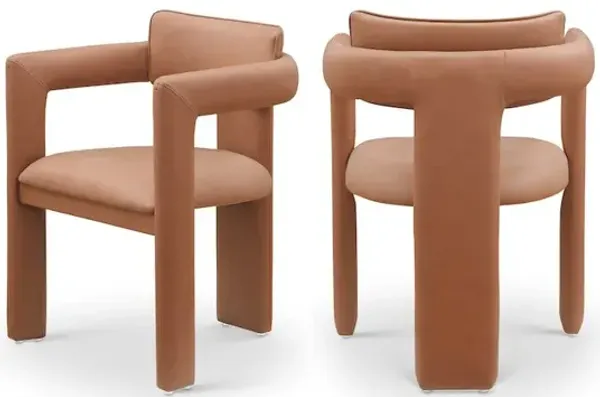 Meridian Furniture Brenda Cognac Vegan Leather Dining Chair, Set of 2