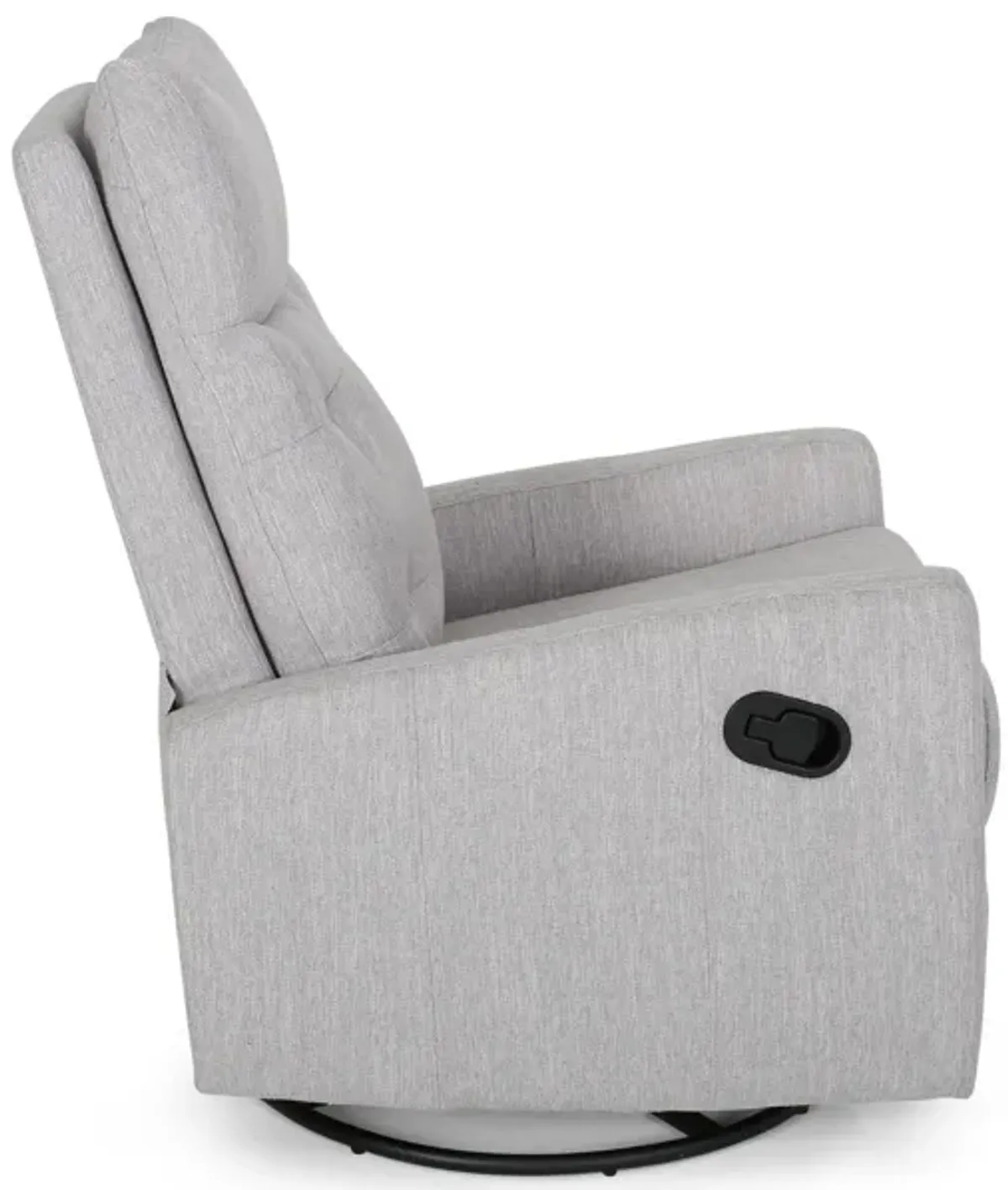 Manual Glider Swivel Recliner Chair, Tufted Split Design, Light Gray - Benzara