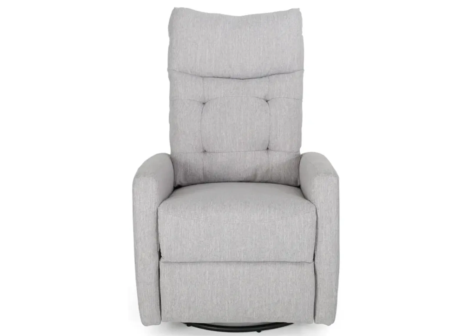 Manual Glider Swivel Recliner Chair, Tufted Split Design, Light Gray - Benzara