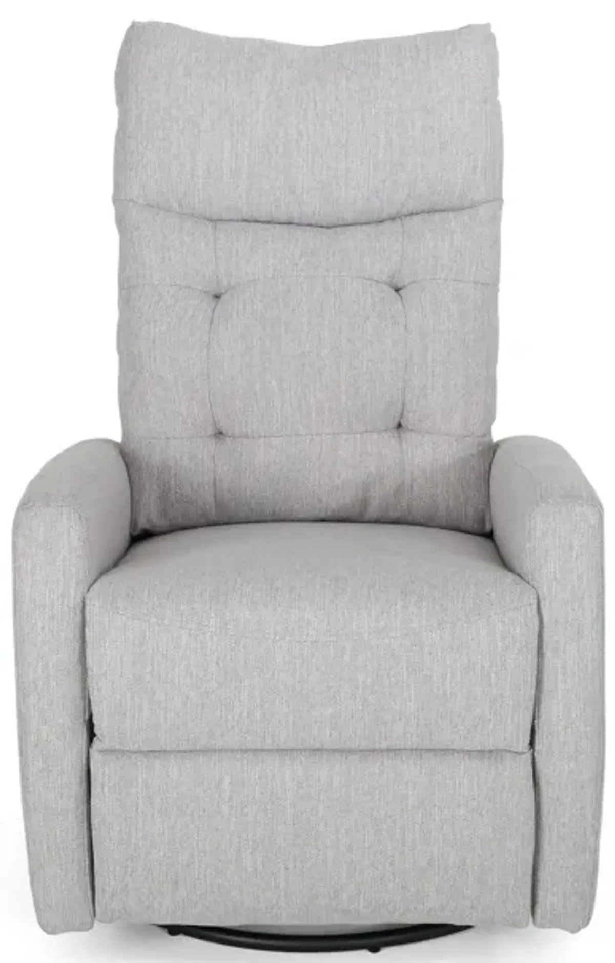 Manual Glider Swivel Recliner Chair, Tufted Split Design, Light Gray - Benzara