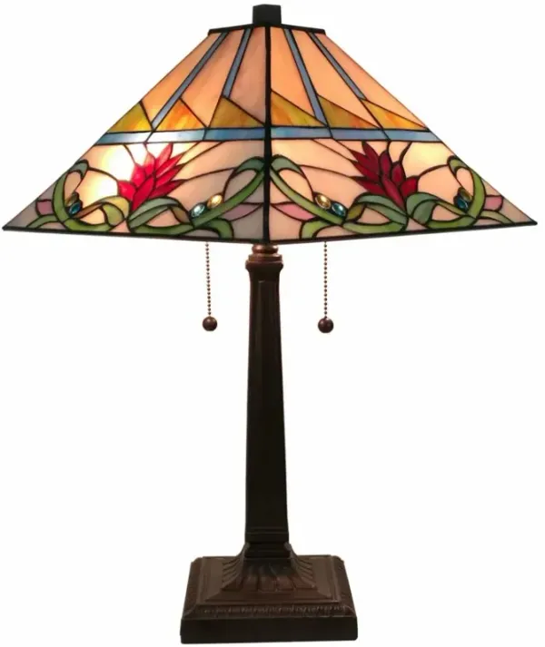 Hivvago 22" Dark Brown Metal Two Light Candlestick Table Lamp With White Empire Shade