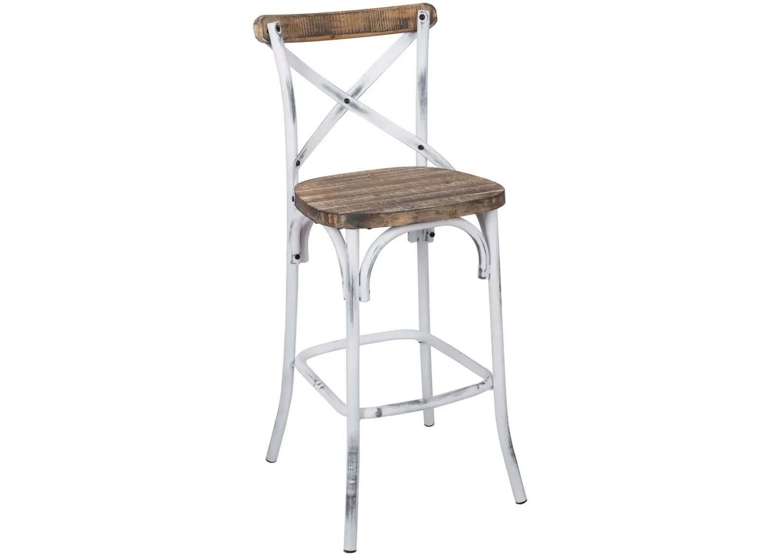 ACME Zaire Bar Chair, Antique White & Antique Oak