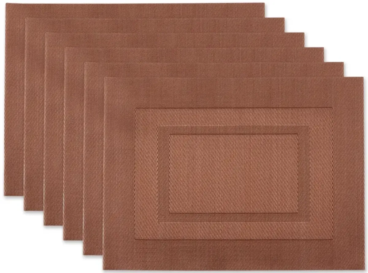 Set of 6 Cinnamon Red Double Frame Rectangular Outdoor Placemats 17.25"