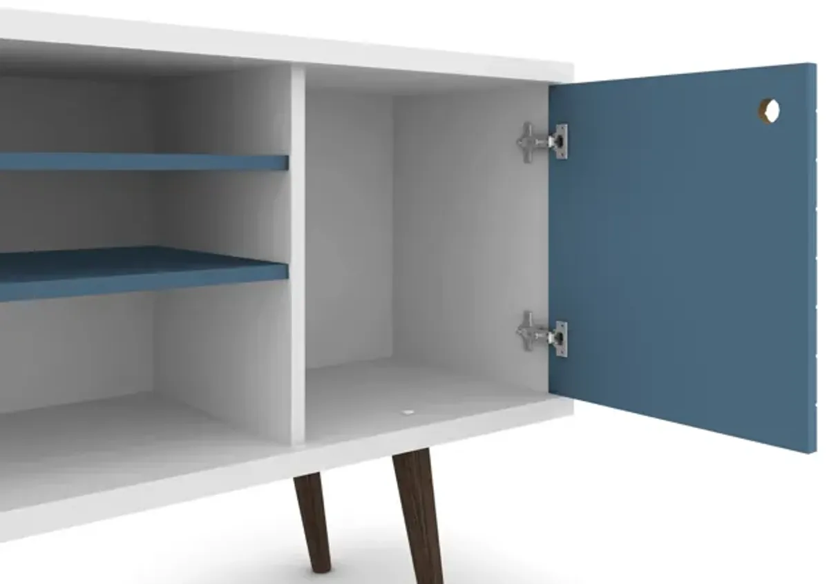 Liberty Medium TV Stand in White and Blue