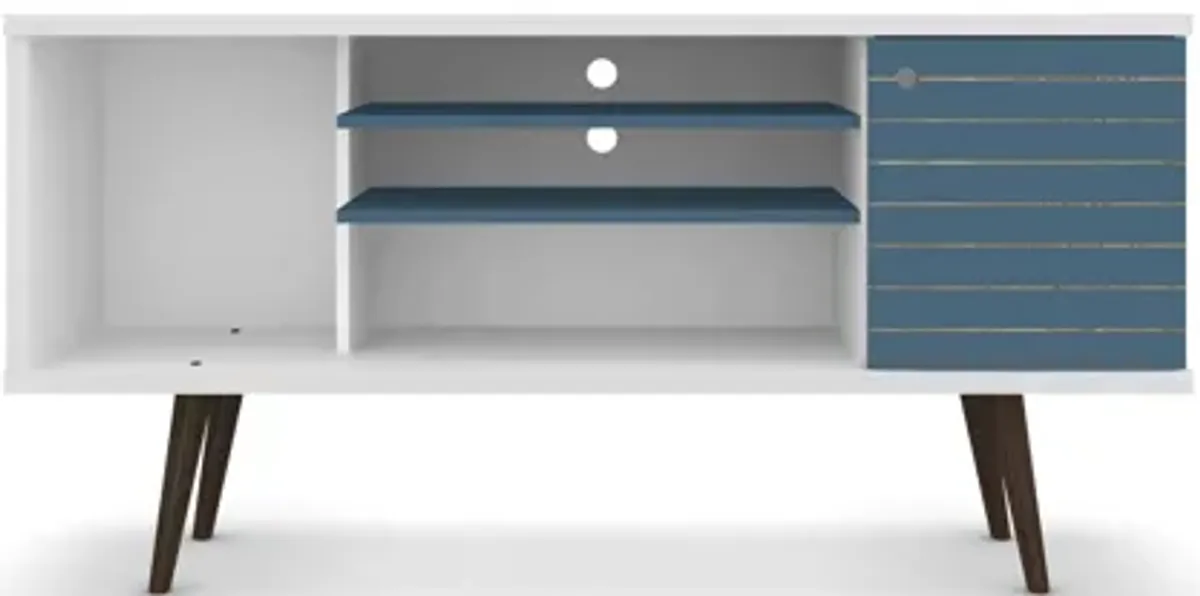 Liberty Medium TV Stand in White and Blue