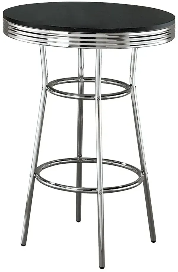 Coaster Co. of America Retro Round 30-inch 1950's Bistro Pub Height Bar Table Black