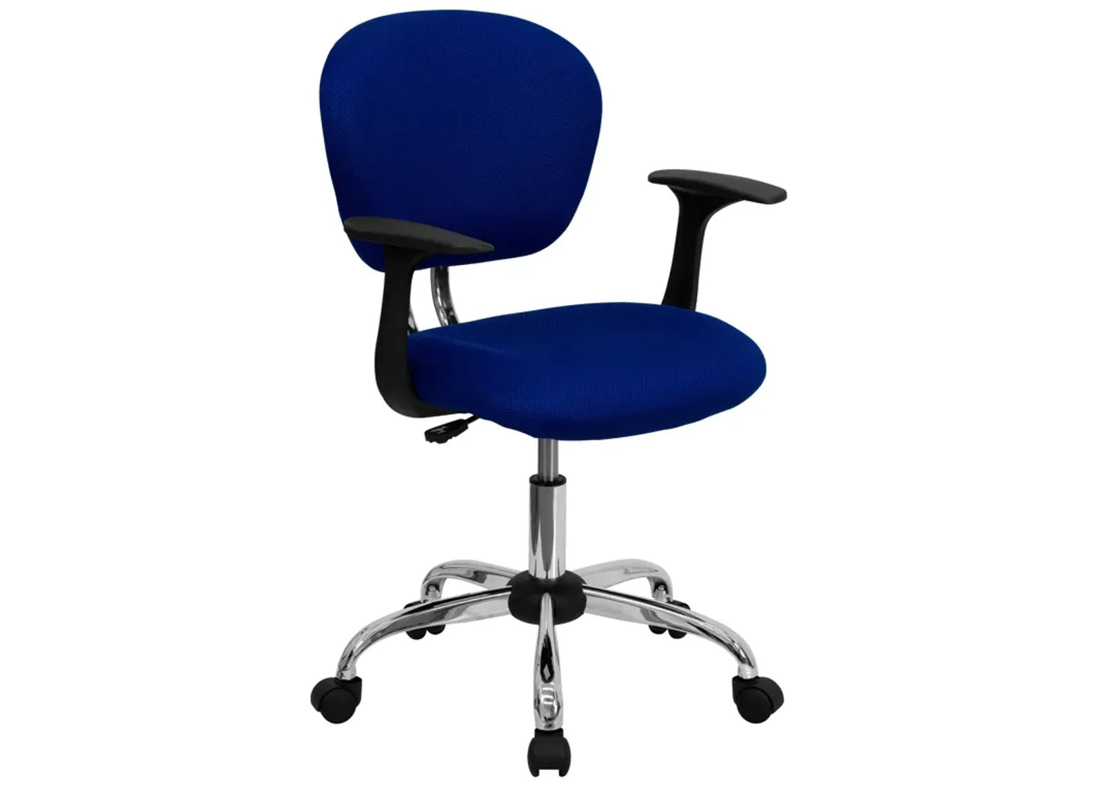 Beverly Mid-Back Mesh Padded Swivel Task Office Chair with Chrome Base and Arms