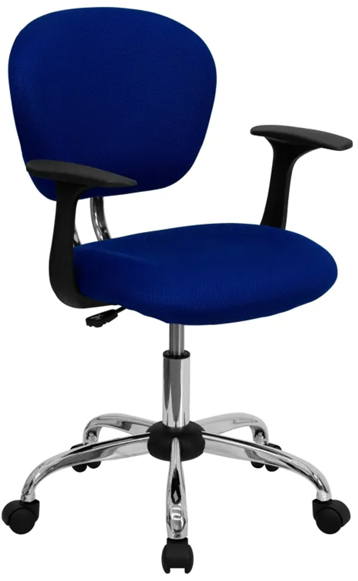 Beverly Mid-Back Mesh Padded Swivel Task Office Chair with Chrome Base and Arms