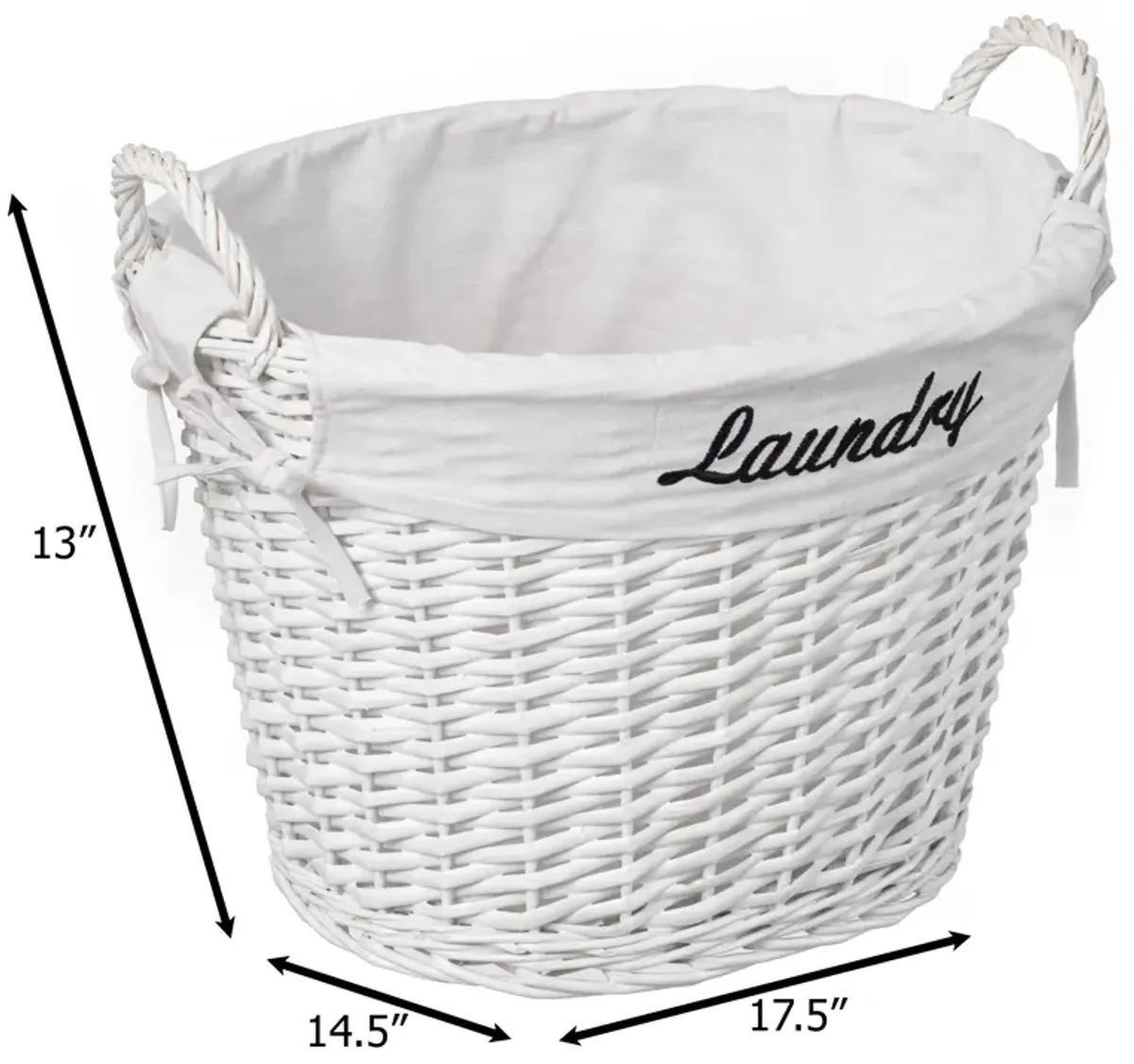 Wickerwise Handwoven Laundry Basket with Liner & Handles - Boho Decorative Storage Hamper for Clothes Blankets Pillows and Towels - Ideal for Laundry Room Bathroom Bedroom and Living Room, Brown