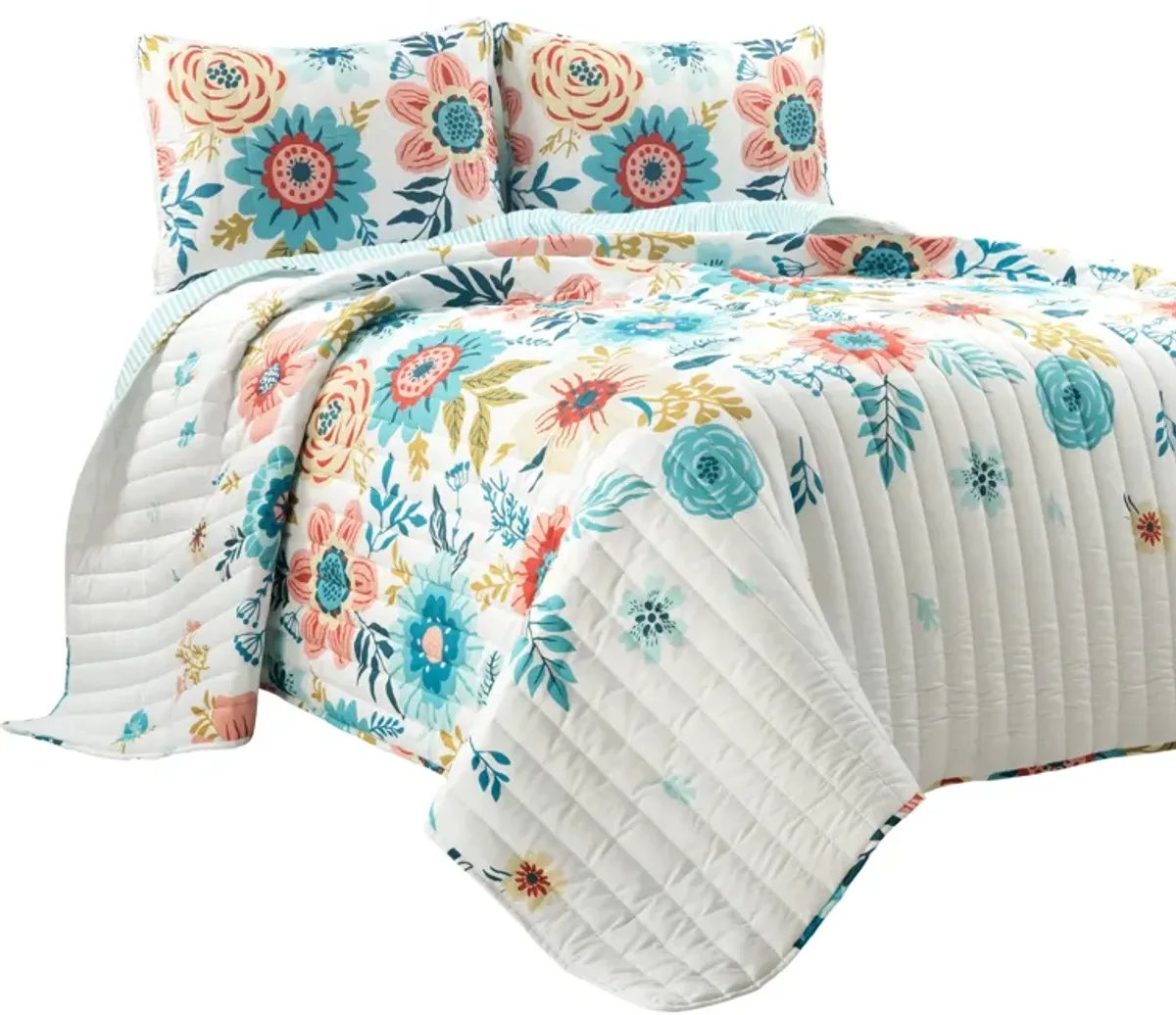 Cottage Core Ariana Flower Reversible Oversized Quilt 3Pc Set