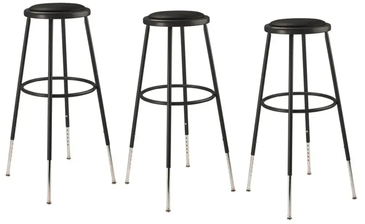 NPS® 32 -39" Height Adjustable Heavy Duty Vinyl Padded Steel Stool, Black