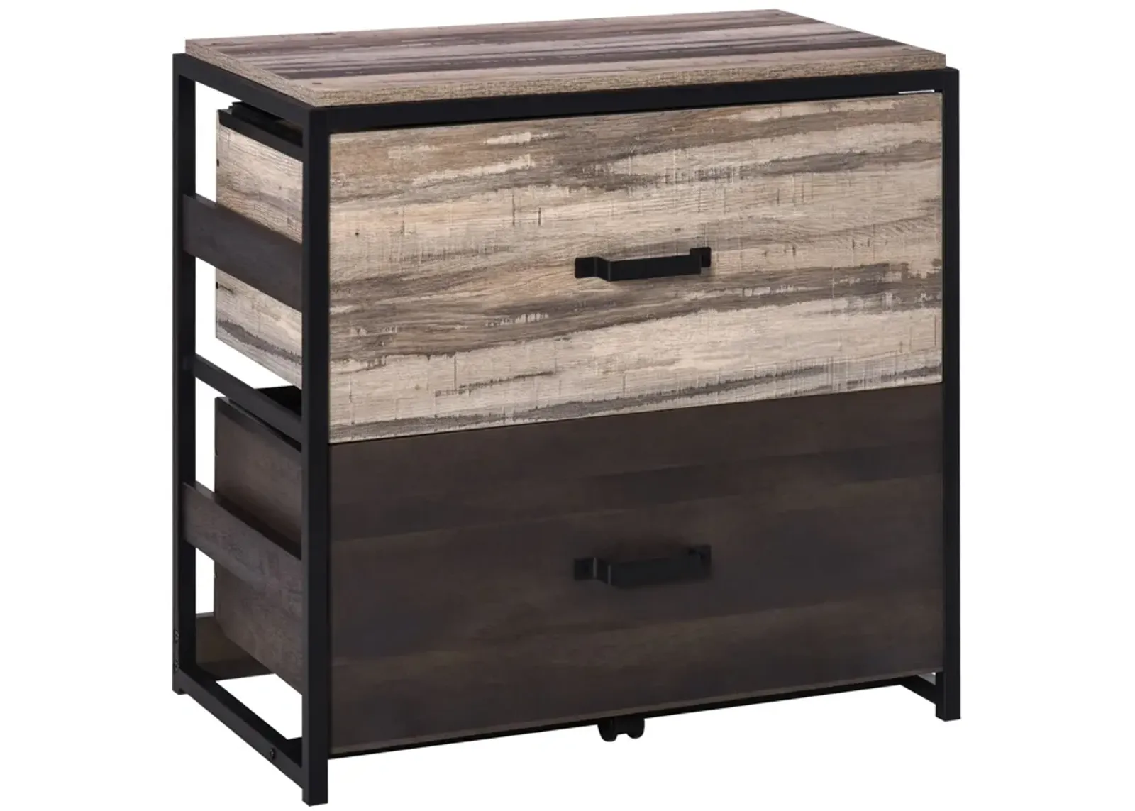 Brown/Black File Storage: 2-Drawer Office Cabinet with Adjustable Bars