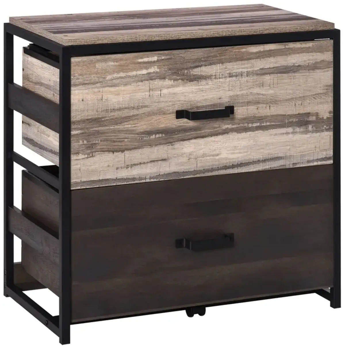 Brown/Black File Storage: 2-Drawer Office Cabinet with Adjustable Bars