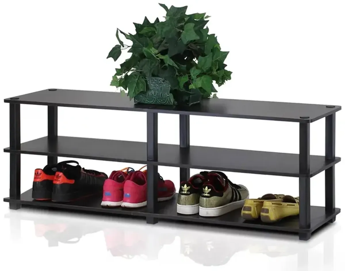 Modern 3 Shelf Espresso Black Shoe Rack   Holds up to 18 Pair of Shoes