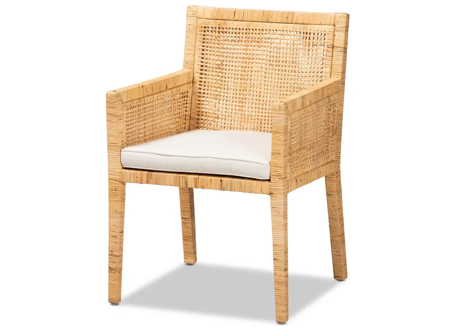 Baxton Studio Karis Modern and Contemporary Natural Finished Wood and Rattan Dining Chair