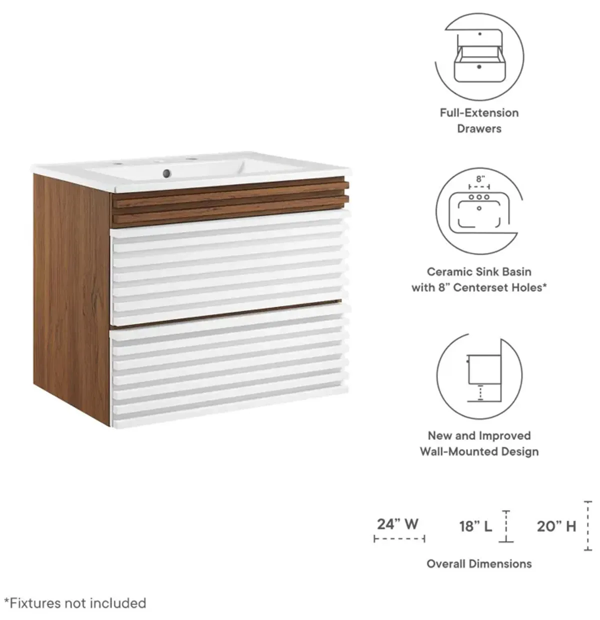 Render 24" Wall-Mount Bathroom Vanity